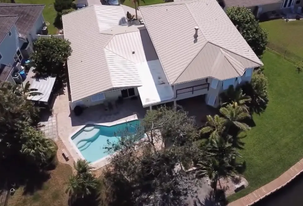 Aerial view of a newly installed roof on a Florida home.